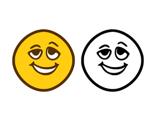 Happy emoticon in doodle style isolated on white background