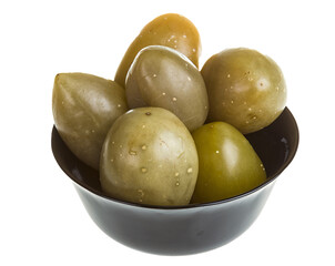 Pickled tomatoes isolated on the white background