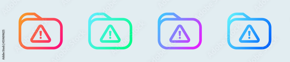Poster error folder line icon in gradient colors. warning signs vector illustration.