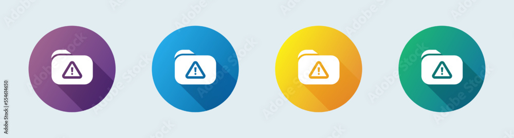 Poster error folder solid icon in flat design style. warning signs vector illustration.