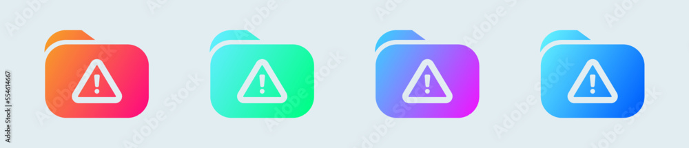 Poster error folder solid icon in gradient colors. warning signs vector illustration.