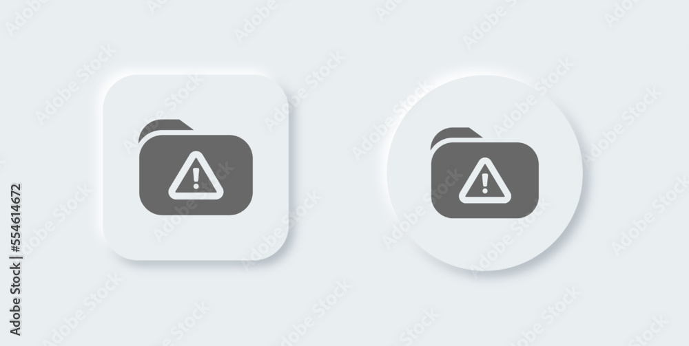 Poster error folder solid icon in neomorphic design style. warning signs vector illustration.