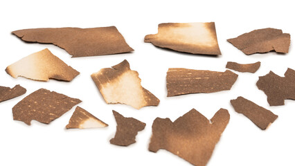 Burnt paper isolated on a white background.