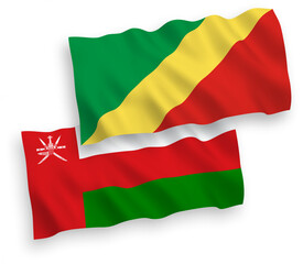 Flags of Sultanate of Oman and Republic of the Congo on a white background