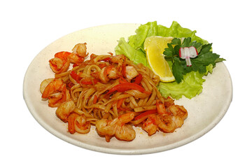 japan traditional food - noodle with prawn