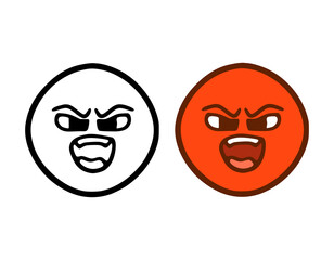Angry emoticon in doodle style isolated on white background