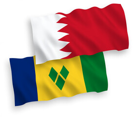 Flags of Saint Vincent and the Grenadines and Bahrain on a white background