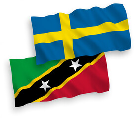 Flags of Sweden and Federation of Saint Christopher and Nevis on a white background