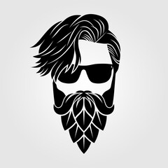 Man with beard made of hop cone. Vector illustration.