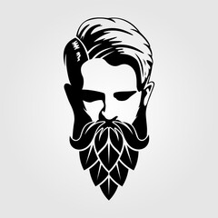 Man with beard made of hop cone. Vector illustration.