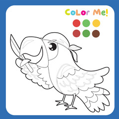 Coloring worksheet for children with pirate theme. Educational printable worksheet. Vector file for coloring sheet.