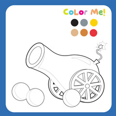 Coloring worksheet for children with pirate theme. Educational printable worksheet. Vector file for coloring sheet.