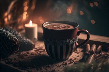 cup of coffee with chocolate, digital art