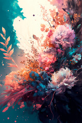 Beautiful floral design for prints, postcards or wallpaper. AI