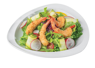 Png Fried shrimps tempura and fresh salad