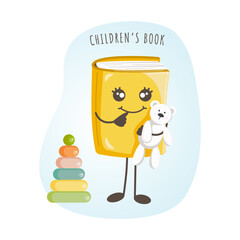Children's book concept in cartoon style, childhood symbol, children's book day
