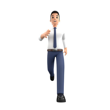 3D illustration business man do the gesture with a smile and happy emotion in cartoon style. Businessman with success pose action with positive thinking on a blank background.