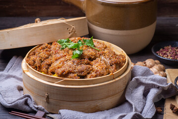 Traditional Chinese food, steamed mutton with flour