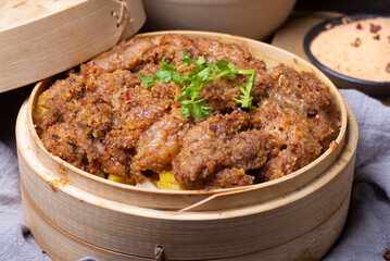Traditional Chinese food, steamed mutton with flour