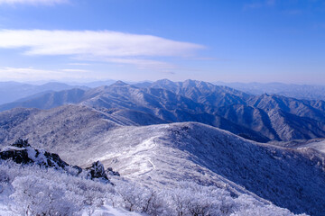 Scenic view of snow-covered mountains against sky