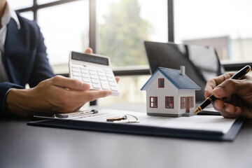 Home Insurance and Real estate investment concept,  new client after signing agreement contract...