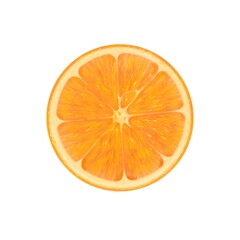 Orange cut slice on a white background separately, graphic drawing.