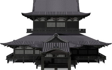 Japanese temple, Front View, Generative AI