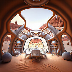 The Interior of a Luxury Biodome on Mars, AI	