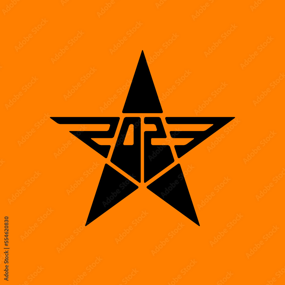 Poster the star with new year date. abstract vector design element. 2023 - happy new year.