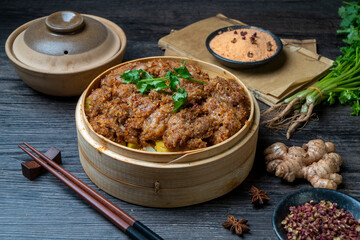 Traditional Chinese food, steamed mutton with flour