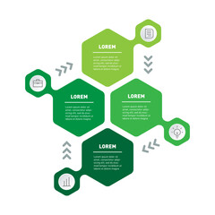 Vector infographic of green technology or modern education process with four steps. Template of Info graphic with 4 parts or processes. Presentation of Eco friendly business.