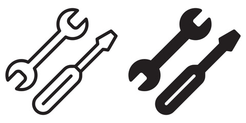 ofvs270 OutlineFilledVectorSign ofvs - repair service vector icon . wrench screwdriver sign . tool symbol . isolated transparent . black outline and filled version . AI 10 / EPS 10 / PNG . g11610