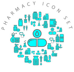 Fototapeta na wymiar Vector pharmacy icon set 