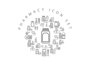 Vector pharmacy icon set 