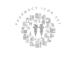 Vector pharmacy icon set 