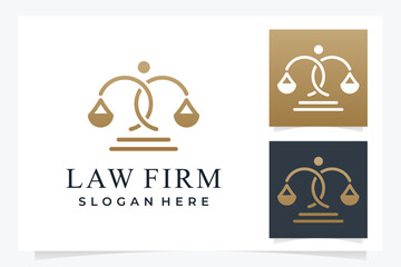 creative law firm logo collection, justice logo, black, white and gold background