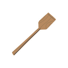 Wooden kitchenware utensil spatula with wood grain texture. Vector hand drawn clipart kitchen utensil
