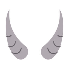 Horns and antlers vector illustration. Horns of african gazelle as trophies isolated on white background. Wildlife, hunting concept