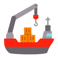 Cargo Ship Flat Icon