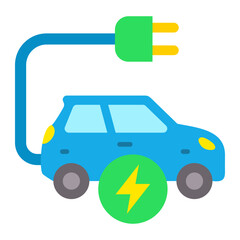 Electric Car Flat Icon