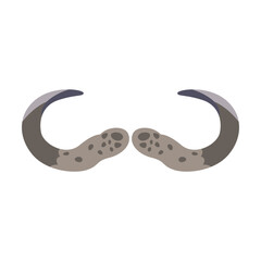 Horns and antlers vector illustration. Horns of wild buffalo yak as trophies isolated on white background. Wildlife, hunting concept