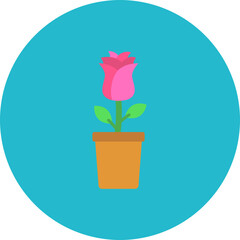 Flower Pot Multicolor Circle Flat Icon