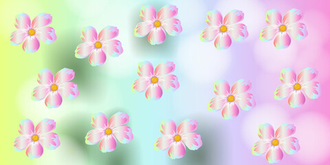 Vector seamless beautiful pattern flower and leaves flat background