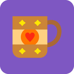 Tea Mug Multicolor Round Corner Flat Icon