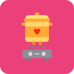 Cooking Multicolor Round Corner Flat Icon