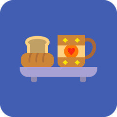 Breakfast Multicolor Round Corner Flat Icon
