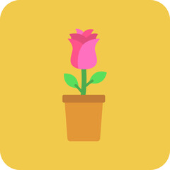 Flower Pot Multicolor Round Corner Flat Icon