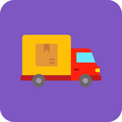 Delivery Truck Multicolor Round Corner Flat Icon