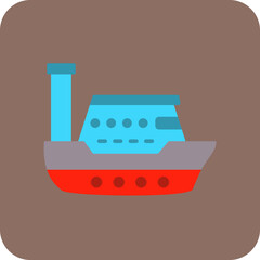 Ship Multicolor Round Corner Flat Icon