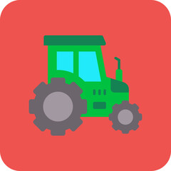 Tractor Multicolor Round Corner Flat Icon